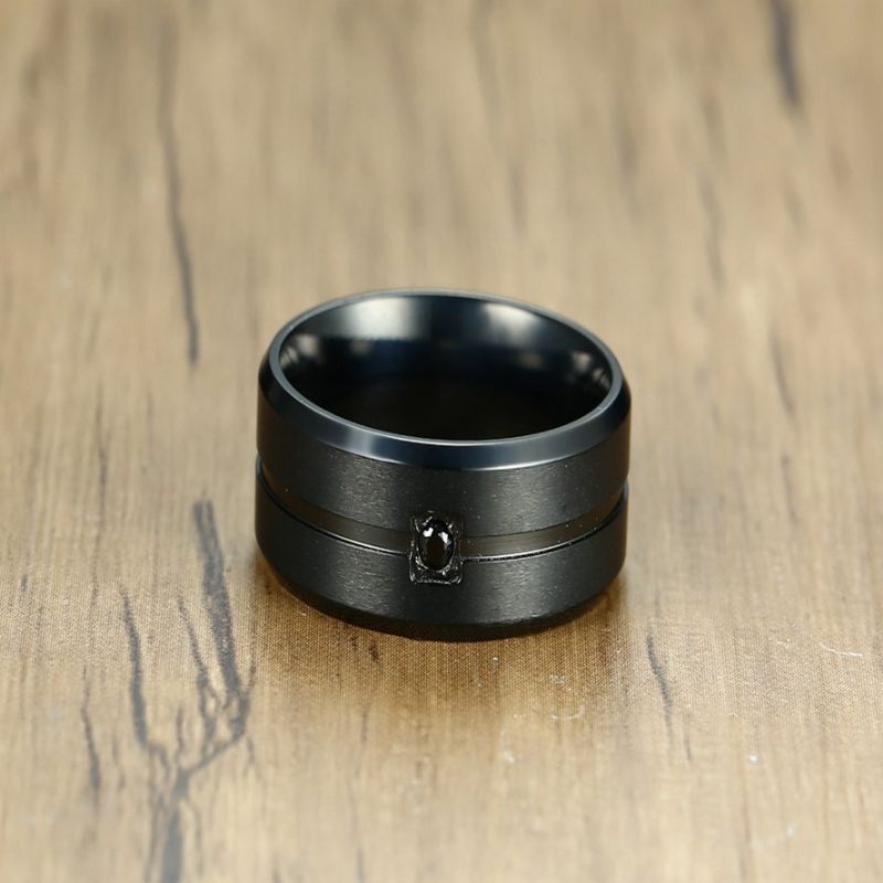 Modno Prstenje Za Prste Ip Crna Obloga Od Nehrđajućeg Čelika Od Kubnog Cirkonija Uzročni Nakit Za Muškarce