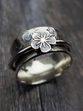 Prsten Cvjetnog Oblika Od Vintage Legure S Cvijetom Šljive
