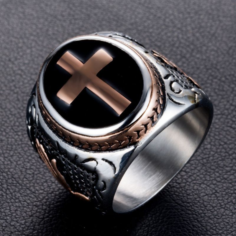 Punk Zlatni Prsten Od Nehrđajućeg Čelika Križ Božja Ruka U Obliku Rock Biker Za Prste Za Muškarce Poklon