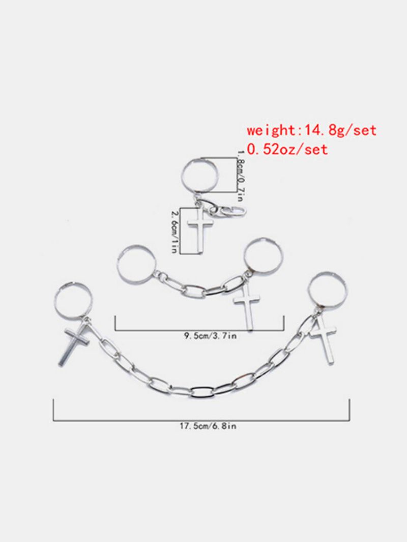 Retro Lančić Punk Nakita U Obliku Slova U. Set Prstena S Metalnim Križem I Kreativnom Osobnošću