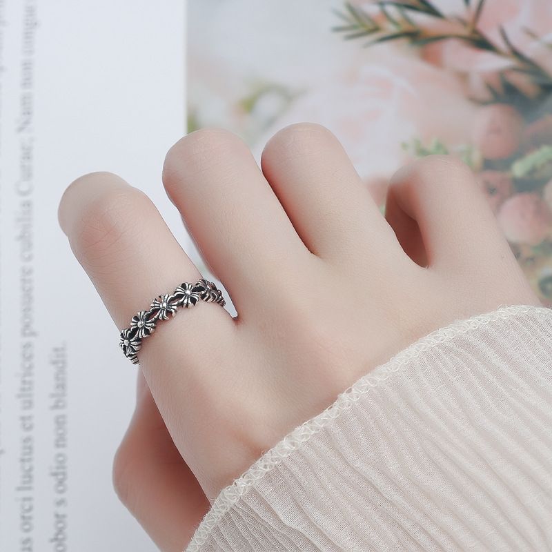 S925 Srebrni Vintage Križni Prsten Ins Nakit Poklon Za Valentinovo