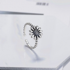 S925 Sterling Srebro Vintage Daisy Thai Srebrni Prsten Jednostavan Književni Stil Podesivi Sunčev Cvijet