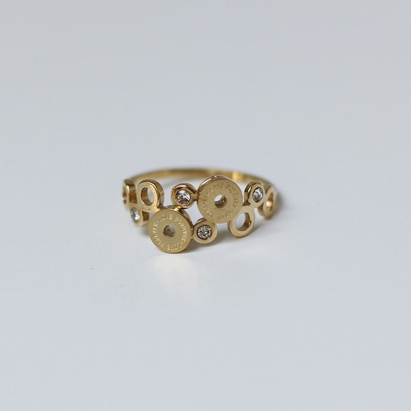 Šareni Prsten S Engleskim Mjehurićima S Kružnim Slovom Jednostavan Klasični Stil Presvučen Čelikom Od Titana 14k Zlato