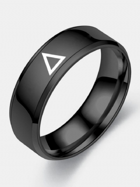 Trendi Jednostavni Izrezbareni Trokutasti Sjajni Prsten Od Nehrđajućeg Čelika U Obliku Kruga