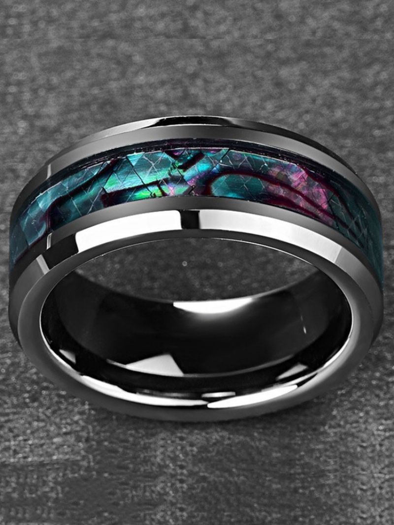 Trendovski Prsten Od Nehrđajućeg Čelika Geometrijskog Oblika S Jednostavnim Školjkastim Uzorkom