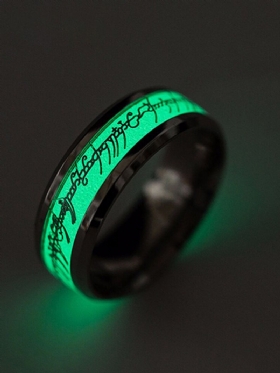 Trendovski Svjetleći Prsten Za Prst Srebrno-zlatni Uzorak Zeleno Svjetlo Dodaci Za Ruke Nakit Za Muškarce
