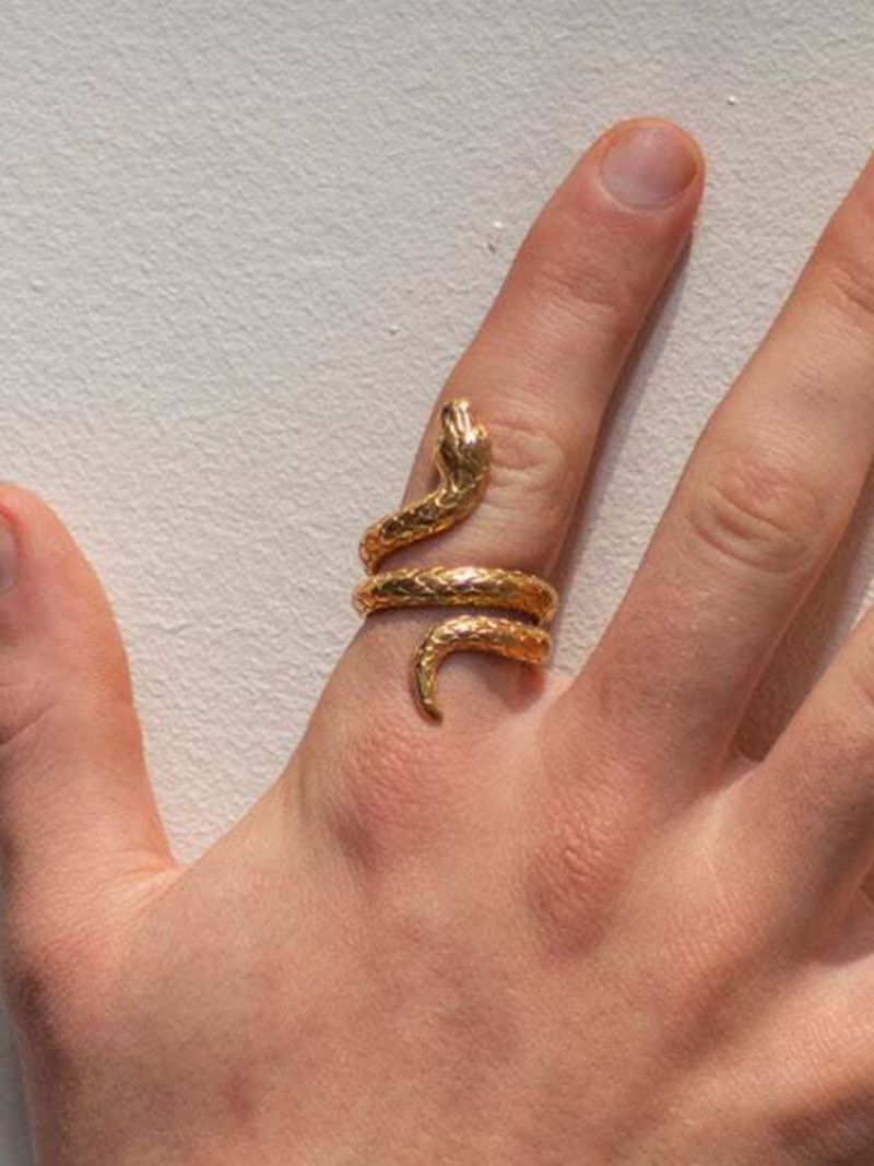 Trodimenzionalni Metalni Prsten U Obliku Zmije Vintage U Životinje