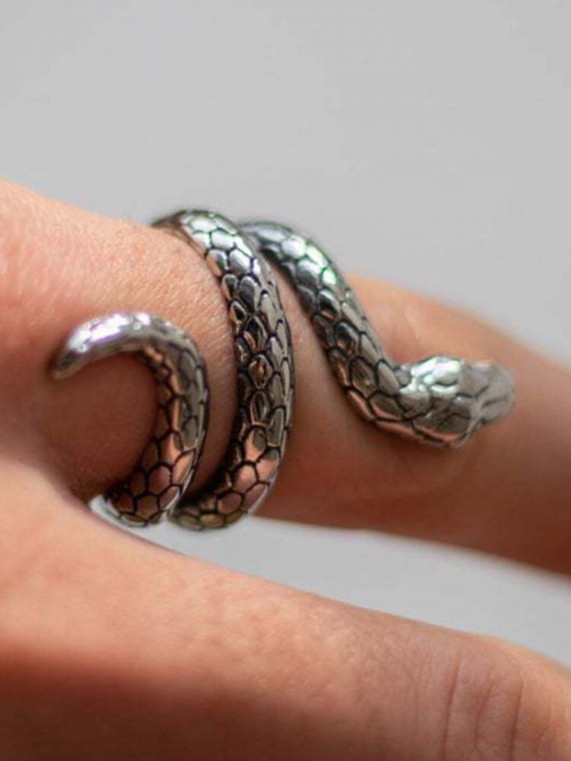 Trodimenzionalni Metalni Prsten U Obliku Zmije Vintage U Životinje