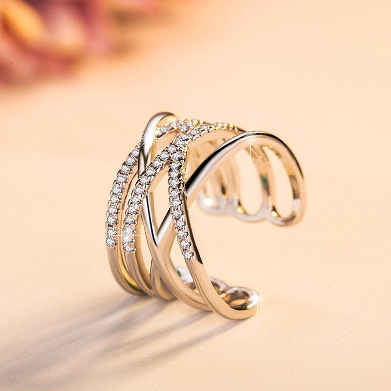 Twining Prozirni Cz Prsten Koji Se Može Složiti Blistavo Zaručničko Prstenje Od Cirkonija Za Žene Nakit Poklon