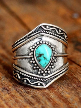 Vintage Boemski Nepravilni Prsten Od Tirkizne Legure Prstenje U Obliku Kapljice