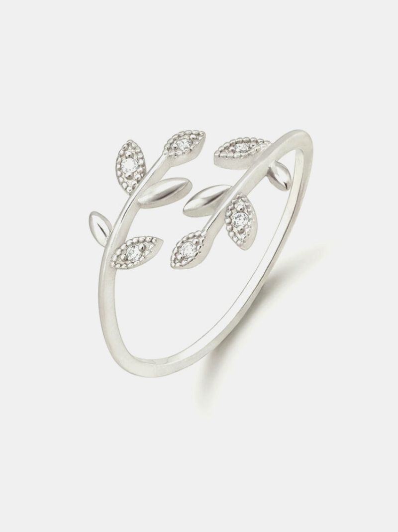Vintage Metalni Prstenovi S Umjetnim Dragim Kamenjem S Dijamantnim Listovima Koji Se Otvaraju