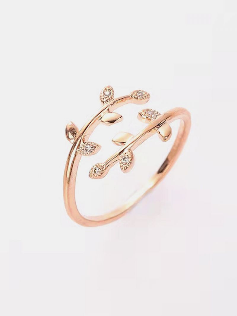 Vintage Metalni Prstenovi S Umjetnim Dragim Kamenjem S Dijamantnim Listovima Koji Se Otvaraju