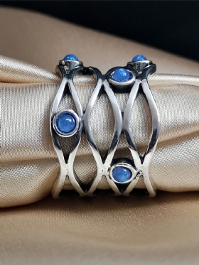 Vintage Trendy Isprepleteni Šuplji Šal S Kopčom Od Plave Opalne Legure S925 Prstenje