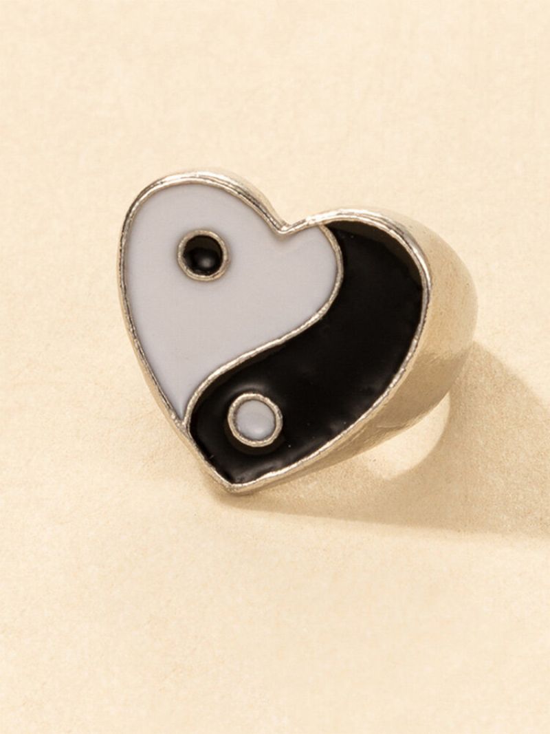 Vintage Trendy Yin Yang Bagua Prstenovi Od Legure U Obliku Srca