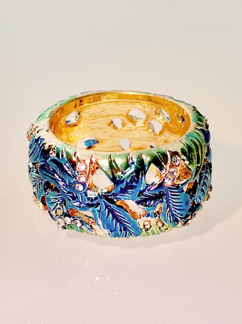 Vintage Ženski Prsten S Umetnutim Dijamantom Šuplji Oslikani S Lišćem Cvijeta Nakit Poklon
