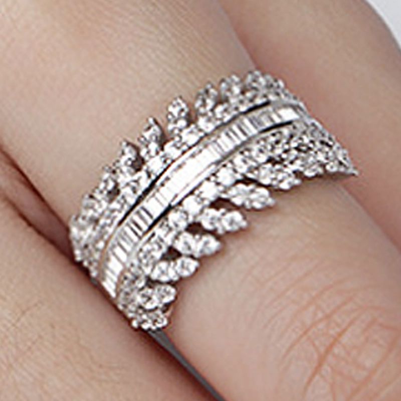 Ženski Srebrni Prsten S Punim Dijamantima 925 Okrugli Kristalni Prstenovi Za Žene